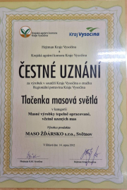 Čestné uznání - Tlačenka masová světlá